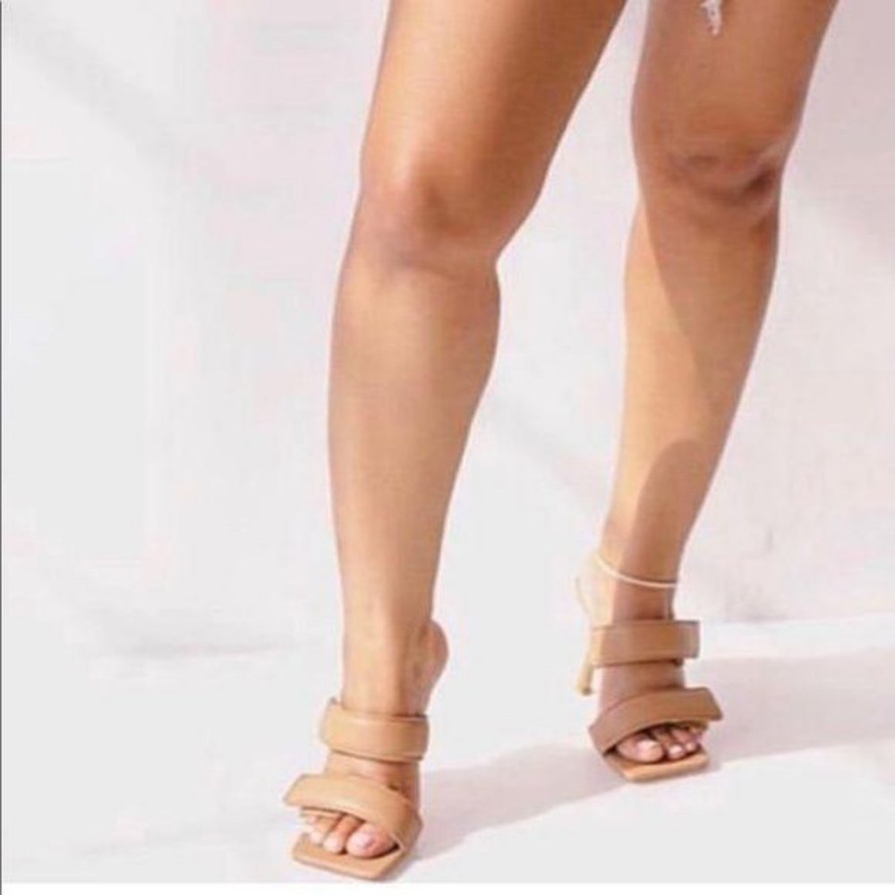 Padded Velcro Square Toe Mules in Blush Nude - Picture 5 of 9